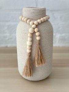Custom Handmade <b>Wooden</b> Bead Pearl Tassel Modern Wall Hanging Decoration Diwali Ramadan Birthday Removable Eco-Friendly Home - Product Image 1