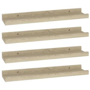ชั้นวางของติดผนังไม้โอ๊คโซโนมา MDF รุ่นโมเดิร์น ชุด 4 ชิ้น ขนาด 15.7 x 3.5 x 1.2 นิ้ว ชั้นวางโชว์ - Product Image 2