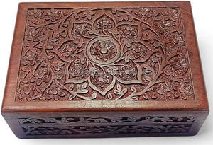 Cajas de madera talladas decorativas hechas a mano para el hogar y la Oficina, almacenamiento de madera con cierre, tapa con bisagras, recuerdo, caja de madera tallada - Product Image 2