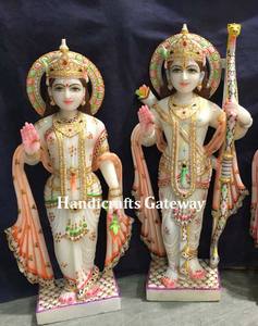 Statue de Dieu Radha Krishna en marbre blanc naturel, la plus belle, en position debout, avec surface brillante, utilisée pour la prière - Product Image 3