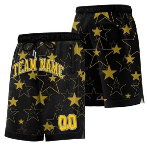 Pantalones Cortos de Baloncesto para Hombre con Estampado de Estrellas Verdes, Cordón Ajustable, Cintura Media, Bolsillos Delanteros, Logotipo Estampado, Secado Rápido, Estilo Jogger, Poliéster/Algodón - Product Image 4