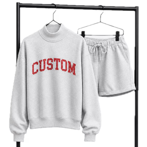 <b>Top</b> Selling Female 400Gsm Cotton Fleece Drop Shoulder Oversized Mock Neck Custom Print/Embroidered Sportswear Sweatshirt Sets - Product Image 5