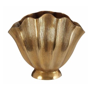 Embossed Pattern Aluminum Flower <b>Vase</b> <b>Gold</b> Finish for Decorative Living Room Hallway Office Tabletop Wedding Festive Flower <b>Vase</b> - Product Image 1
