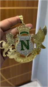 Colgante Personalizado de Plata 925 y Oro 10K con Escudo Real, León, Águila y Corona, Collar con Nombre Estilo Hip Hop - Product Image 3