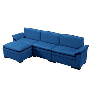 Divano Componibile Blu Navy 117.7 con Pouf per Soggiorno - Product Image 4