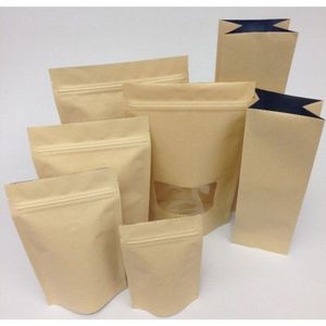 Pochette réutilisable en papier kraft Ziplock Standup avec fenêtre rectangulaire transparente pour emballage alimentaire - Product Image 6