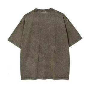 Men Acid Wash T-Shirt Vintage Washed Cotton Crew Neck Short Sleeve Loose Fit Streetwear Casual Everyday Comfort Top - Product Image 2