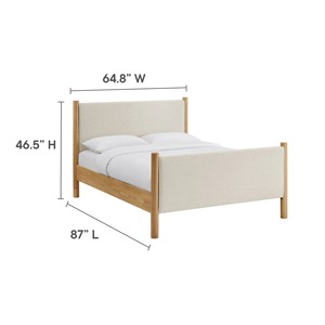 Lit plateforme scandinave Queen Size avec tête de lit rembourrée douce, cadre de lit en bois de bouleau massif - Abele - Product Image 3