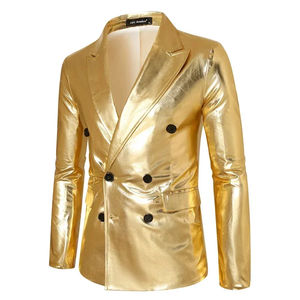 Veste Métallique Homme, Blazer Noir Brillant Croisé pour Femme et Homme, Veste de Costume Élégante à Paillettes, Costume de Soirée Discothèque - Product Image 3