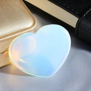 Crystal Heart <b>Paperweight</b> Polished Opalite Stone Love Theme Decorative Gift for Valentine's Day 1.8x1.4 Inch - Product Image 4