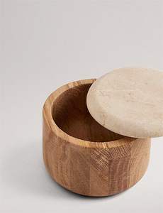 Pot de rangement en marbre artisanal avec couvercle en bois, boîte décorative pour salon, pot décoratif moderne en pierre pour bibelots et bijoux - Product Image 5
