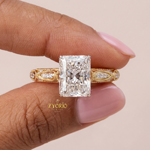 Bague de fiançailles et de mariage en zircon taille ovale 3,03 carats, diamant central et diamants latéraux, en argent 925, style vintage, bague de luxe pour soirée - Product Image 1