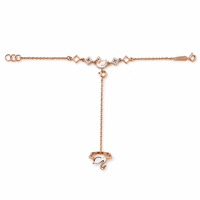 Ensemble bague et bracelet en or rose 18 carats avec lettre initiale, diamant taille brillant, polissage haute brillance, bijoux de mode personnalisés pour femme, idéal pour les soirées
