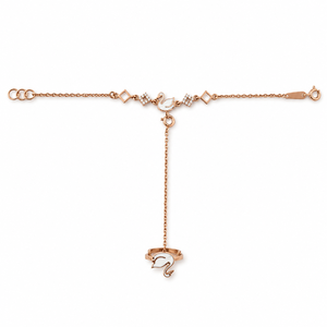 18kt <b>Gold</b> Initial Letter Charm Bracelet Ring <b>Set</b> with Cubic Zirconia High Polish Personalized Fashion Jewelry for Women Daily - Product Image 5