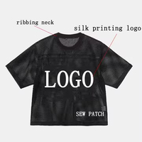 T-shirt en jersey mesh pour homme, manches courtes, coupe ample, respirant, style streetwear, impression personnalisée intégrale, sublimation, haute qualité, noir