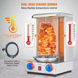 2 bruciatori a Gas per cucina commerciale in acciaio Shawarma Grill Machine 13 libbre di capacità di pollo fornello verticale giroscopio per polli - Product Image 3