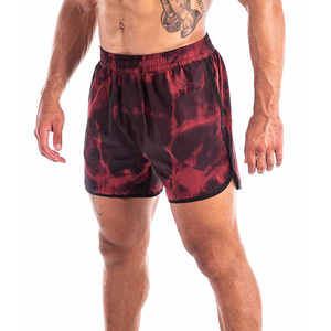 Shorts pour hommes noirs imprimés à empiècements, taille mi-haute, élastiques, séchage rapide, en Spandex et Polyester, pour usage décontracté, longueur courte - Product Image 6