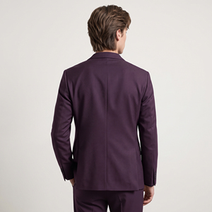 Blazer de costume violet Mulberry pour homme, revers cranté, deux boutons, tissage sergé fin, poches à rabat, boutons de manchette, veste de soirée - Product Image 3