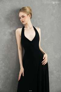 Vestido Maxi de Alta Calidad para Mujer con Escote en V Profundo, Espalda Descubierta y Diseño de Pañuelo ET3638, Fabricante Mayorista de Ropa de Fiesta - Product Image 2