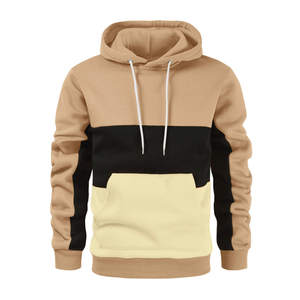Sweat-shirt à capuche personnalisé OEM pour hommes, 100% coton, patchwork, motif uni, logo personnalisable, teinture unie, pour la saison hivernale - Product Image 3