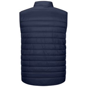 Chaleco Acolchado Azul Marino para Hombre, Cuello Alto, Cierre de Cremallera Frontal, Resistente al Agua y al Viento, Ropa Exterior Informal de Color Sólido, Corte Regular para Invierno - Product Image 2