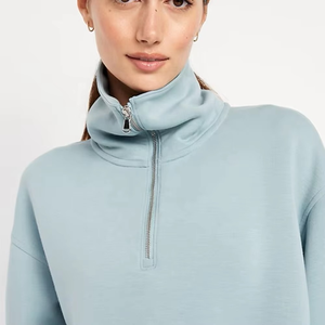 Ensemble survêtement décontracté pour femme avec logo personnalisé, sweat-shirt à demi-zip et pantalon de jogging, toutes tailles, vente en gros, OEM, marque privée - Product Image 3