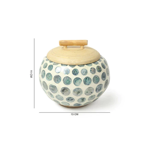Factory Wholesale Mother of Pearl <b>Bamboo</b> Jar with Shell Inlay <b>Bamboo</b> <b>Container</b> for Luxury Home Decoration - Product Image 1