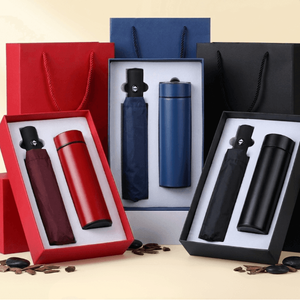 Ensemble cadeau personnalisé pour employés : Bouteille isotherme et parapluie gravés au laser, impression UV pour cadeaux d'entreprise, vente en gros, faible MOQ - Product Image 3
