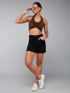 Shorts en jean 100 % coton pour femme, modèle Abdul Royal World Export, couleur unie, avec poches, décontracté, été, écologique, taille mi-haute, coupe droite - Product Image 6
