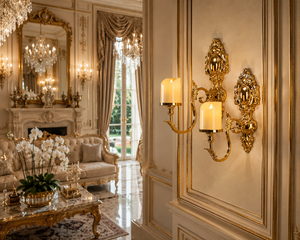 Statement Venetian Baroque Luxury <b>Wall</b> <b>Sconce</b> Decorative <b>Wall</b> <b>Light</b> with Elaborate Ornamental Mirror Detailing, Decorative Brass - Product Image 2
