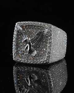 Hip Hop <b>Iced</b> Out Moissanite <b>Ring</b> 925 Sterling Silver Rhodium Plated Square Crown Pendant Jewelry Custom Logo - Product Image 2