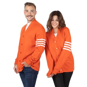 Cardigans à col en V orange personnalisés avec logo, manches longues, en acrylique, couleur unie, coupe classique, pour l'automne, pulls tricotés - Product Image 5