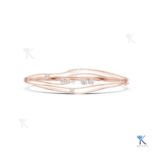 Lab Grown Diamond Filled Brilliant Cut Wavy Multi Strand <b>Bangle</b> 14K 18K <b>Solid</b> <b>Gold</b> Fine Unisex Organic Flowing Design Luxury - Product Image 3