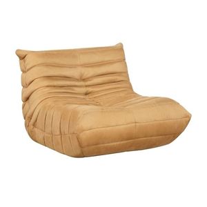 Poltrona di Lusso Trapuntata in Microfibra Gialla, Comoda Sedia da Terra per Arredamento Soggiorno - Product Image 2