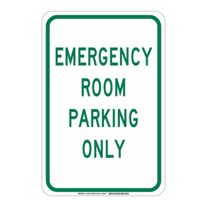 Panneau de signalisation Brady PVC « Parking d'urgence uniquement » pour les établissements médicaux intérieurs et extérieurs - Product Image 1