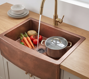 Fregadero de Cocina Rectangular de Cobre Hecho a Mano de Lujo con Acabado Mate Rústico y Un Solo Tazón - Product Image 3