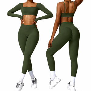 Ensemble 2 pièces de sport moulant imprimé à taille haute, séchage rapide, léger et respirant pour le yoga et la course, idéal pour les grandes tailles - Product Image 3