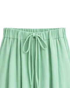 Pantalones anchos de color verde menta para mujer, cintura alta, con cordón, ajuste holgado, pantalones rectos informales, ropa cómoda y suave para estar en casa, moda - Product Image 4