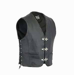 Gilet en cuir noir sans manches pour homme, du S au 3XL - Product Image 1