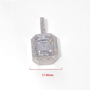 Pendientes de plata 925 con moissanita de corte esmeralda para hombre, con halo de circonitas, joyería de lujo, regalo para hombre - Product Image 5