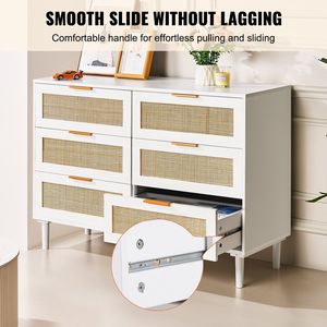 ตู้ลิ้นชัก 6 ชั้น สไตล์โบโฮ ทำจากหวายธรรมชาติ สำหรับห้องนอนหรือห้องนั่งเล่น เพื่อการจัดเก็บ - Product Image 6