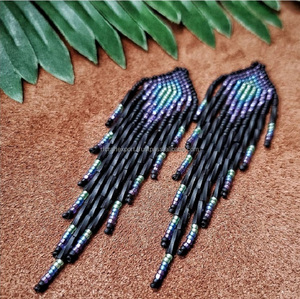 Nouvelle mode bijoux broderie boucles d'oreilles boucles d'oreilles perlées à la main pour femmes et filles de l'inde exportateur RF artisanat - Product Image 3