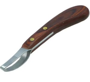 Couteau de réparation de sabots en acier au carbone pour vaches laitières, moutons, chevaux, ânes, mules, pour mains gauches et droites, manche en bois, outils de réparation en acier inoxydable - Product Image 1