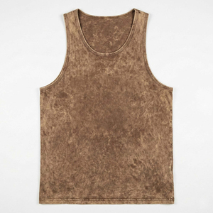 Wholesale Custom Blank Acid Wash Tank Tops <b>Men</b> Gym Fitness <b>Vest</b> Sleeveless 100% Cotton Quick Dry Breathable for Solid - Product Image 6