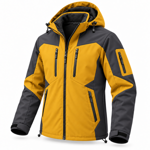 ODM <b>Men's</b> Winter Traveling Coat Softshell Fabric Polar <b>Fleece</b> Lining Detachable Hood Waterproof for Windproof Color - Product Image 2