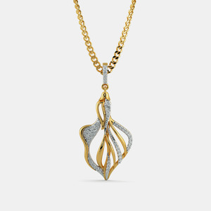 Collar con Colgante de Diamante Cultivado en Laboratorio con Diseño Abstracto de Hoja en Espiral en Oro Amarillo - Product Image 1