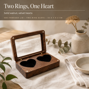 Custom Logo Walnut Wood Double <b>Ring</b> <b>Box</b> with Glass Lid Luxury Wedding <b>Ring</b> Bearer <b>Box</b> Jewelry Gift Packaging - Product Image 4