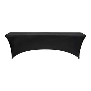 Paquete de 6 Manteles Rectangulares de Spandex Negro de 8 Pies, Protector de Mesa Lavable, Resistente a las Arrugas, Fundas Elásticas para Eventos, Cócteles y Banquetes - Product Image 1