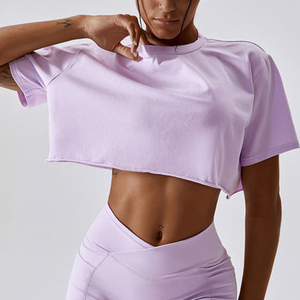 Top Corto de Verano 2026 para Mujer, Holgado, con Logotipo Personalizado, Elegante, de Manga Corta, de Algodón, para Actividades al Aire Libre - Product Image 5