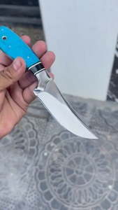 Couteau Skinner à pointe tombante en acier inoxydable fait main, manche turquoise, étui en cuir, longueur totale de 7 pouces, pour le camping - Product Image 4